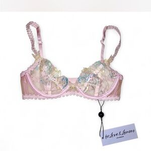 For Love And Lemons Pastel Floral Lace Bra